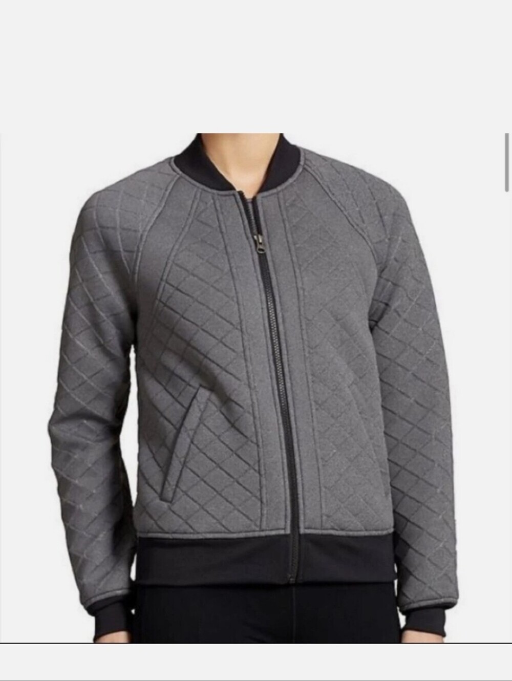 Athleta Gray Quilted Infusion Bomber Jacket Sz.L